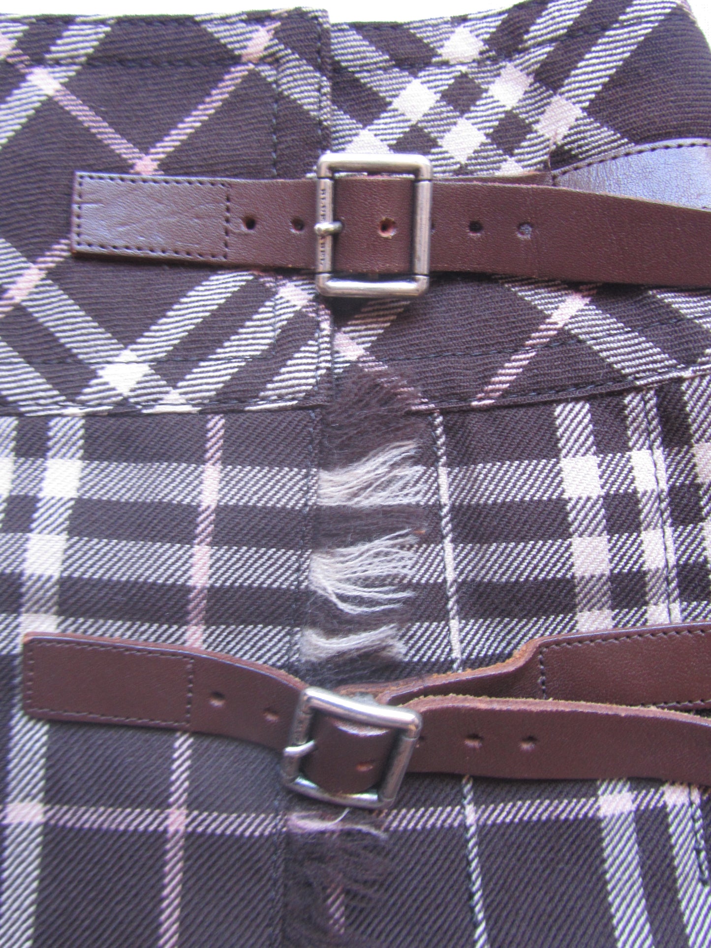 burberry blue label iconic vintage mini skirt in brown