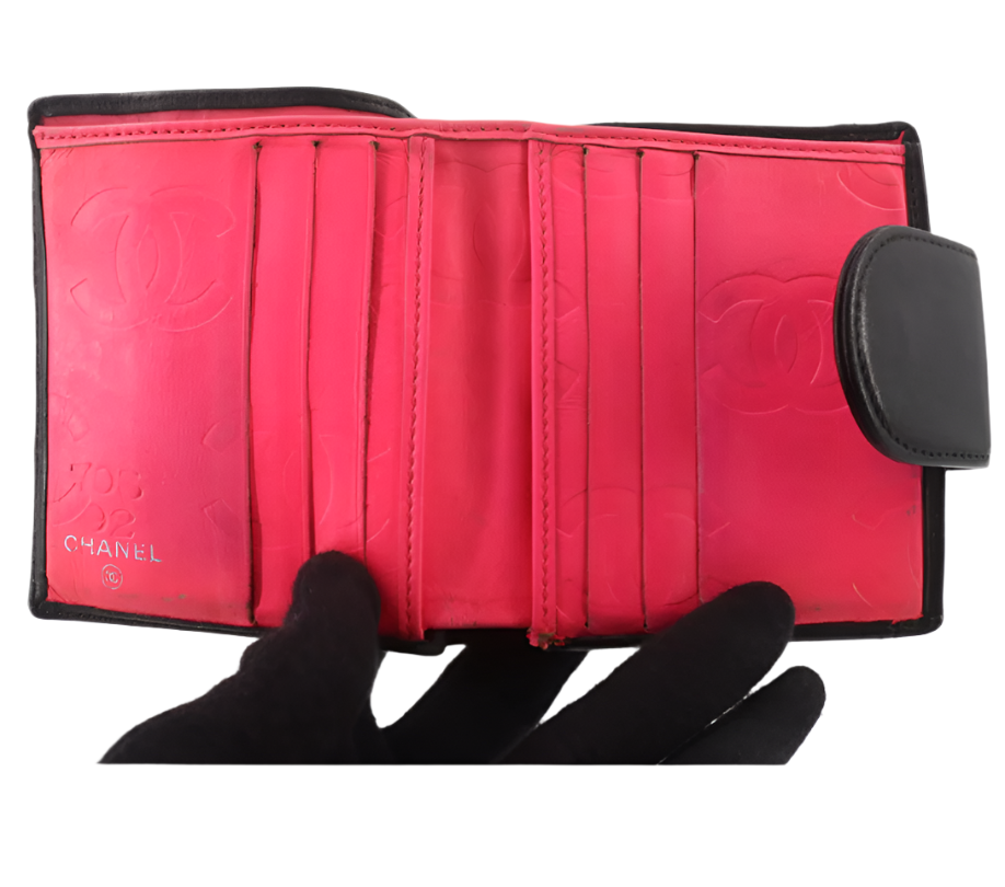 chanel cambon black compact calfskin wallet
