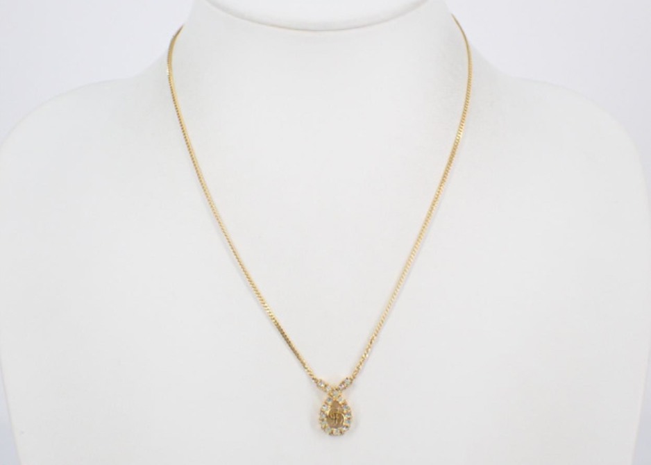 christian dior logo rhinestone necklace