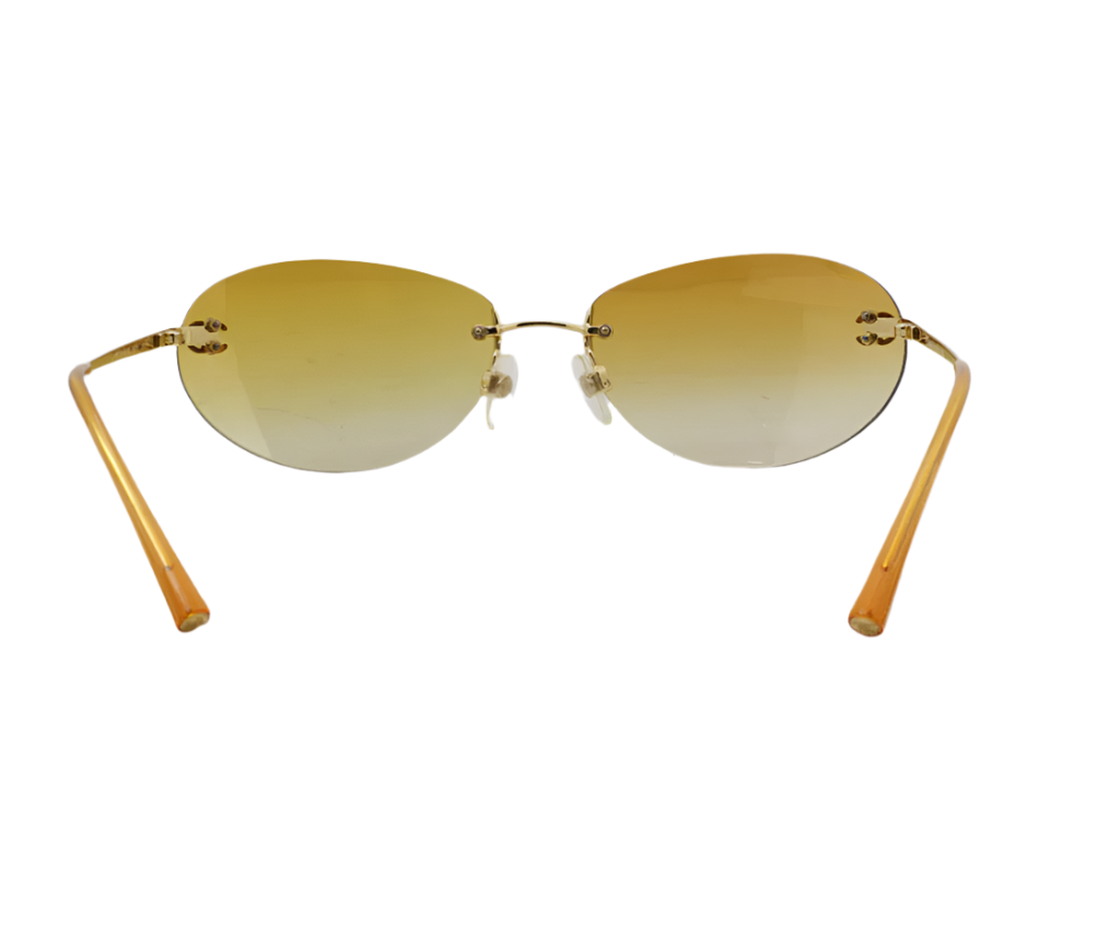 chanel sunshine 2000s rimless sunglasses