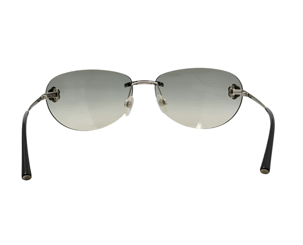 chanel baby blue rimless camellia sunglasses