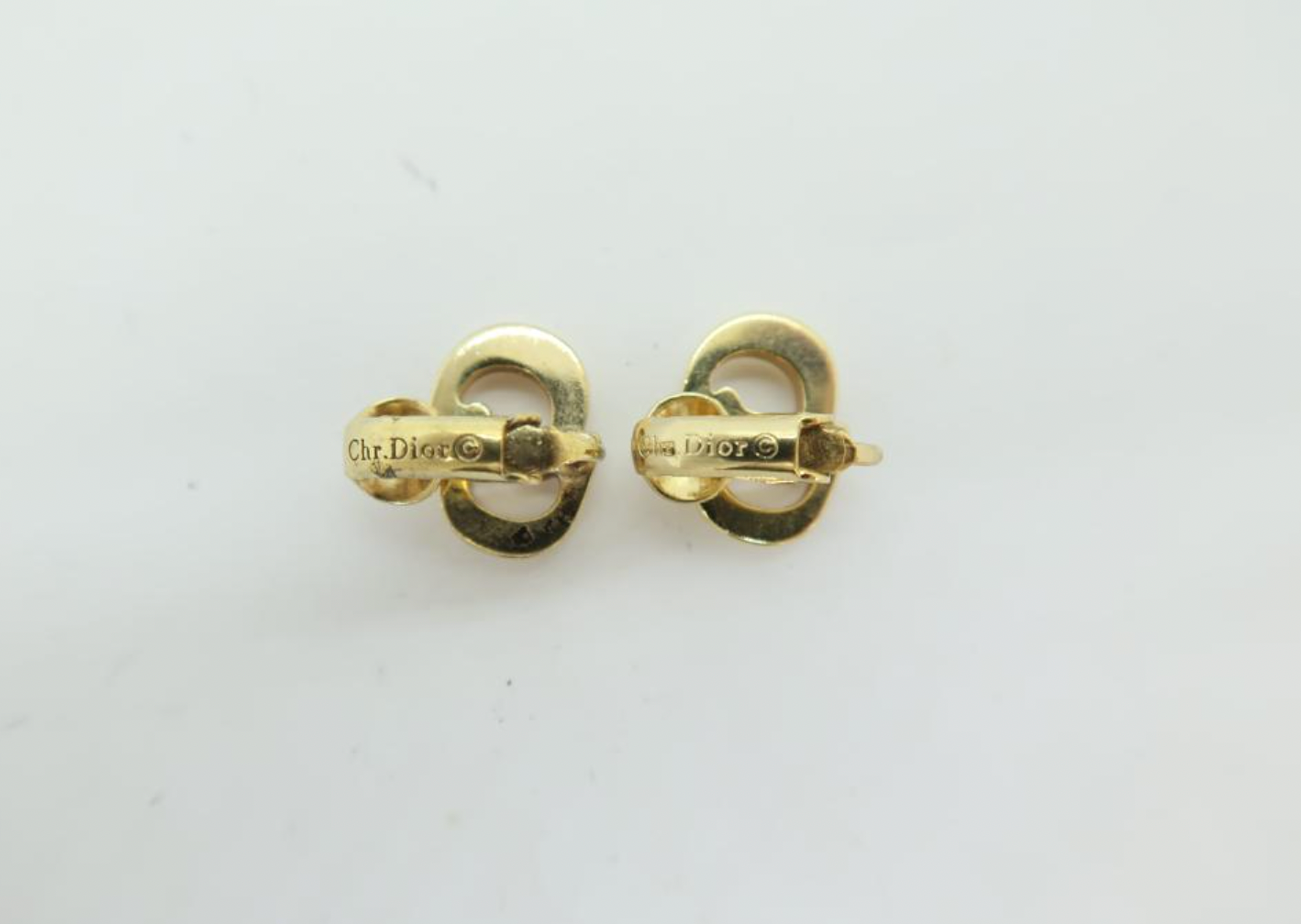 dior gold-tone logo clip on earrings