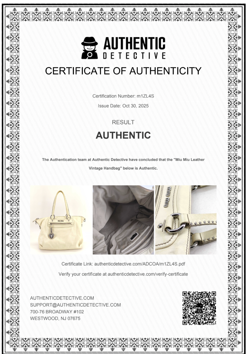 Miu Miu Vintage Heart Charm Ivory Bag