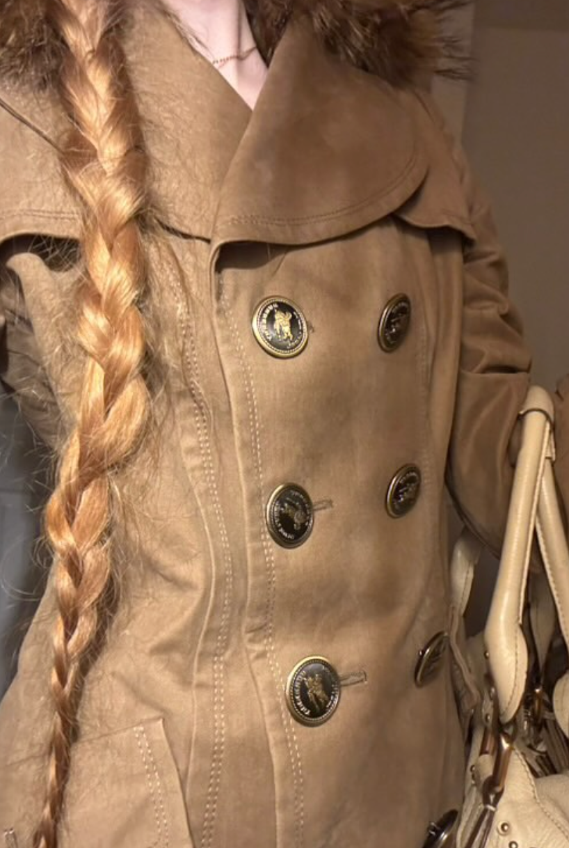 burberry blue label brown pleated flirty dress coat