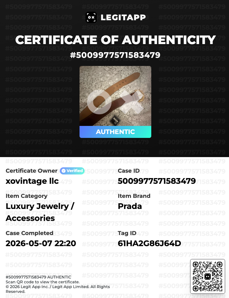 legitapp certificate for a prada item