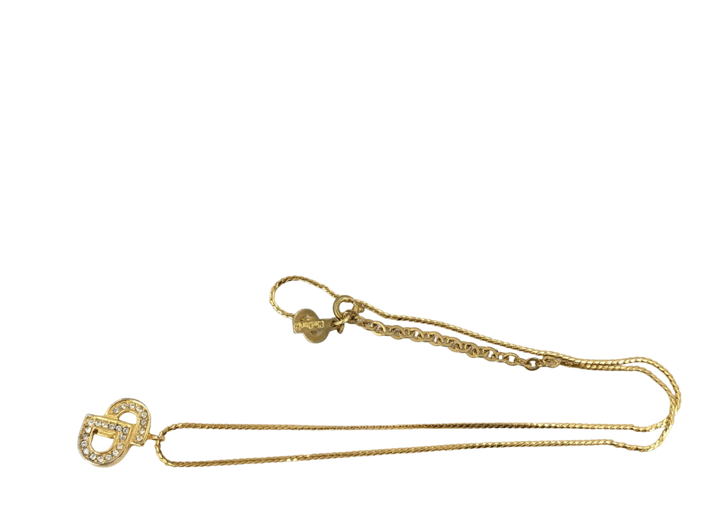 christian dior vintage cd rhinestone necklace