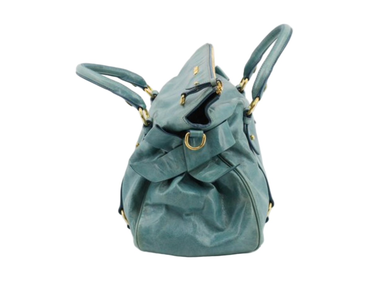 miu miu aquamarine blue vintage vitello bow bag