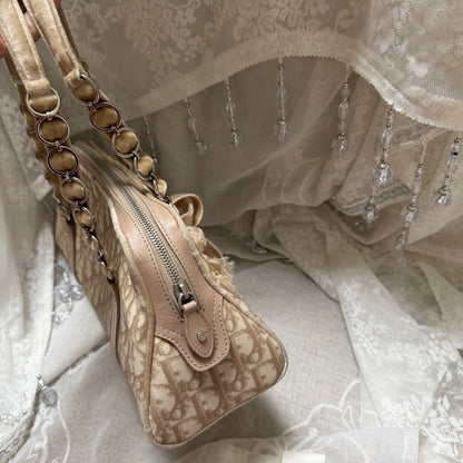 xovintage VINTAGE Dior Romantique Trotter Shoulder Bag with Floral Bow Detail - Handbags