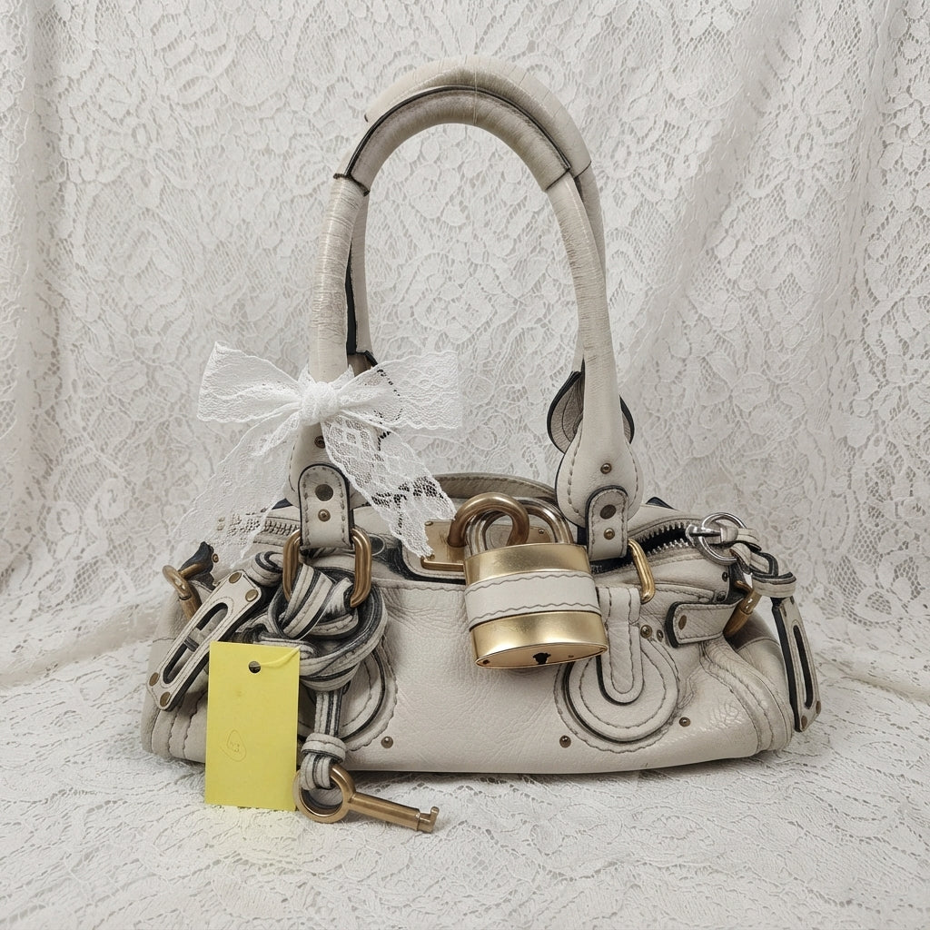 CHLOE VINTAGE MINI PADDINGTON BAG IN IVORY