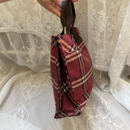 burberry blue label vintage BURGUNDY TOTE BAG