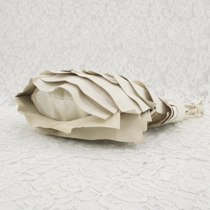 YVES SAINT LAURENT VINTAGE TIERED RUFFLE LEATHER IVORY ST. TROPEZ MOMBASA SHOULDER BAG