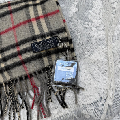 burberry 90s vintage 100% cashmere scarf in grey