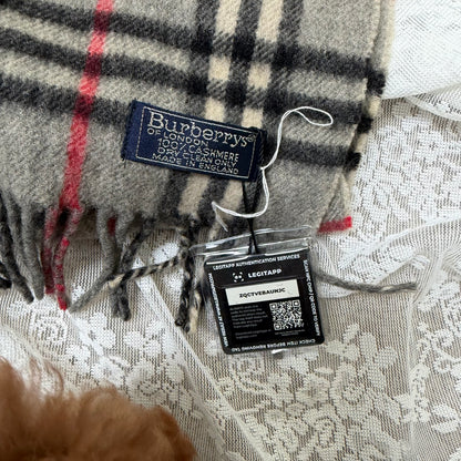 burberry vintage 90s grey 100% cashmere scarf