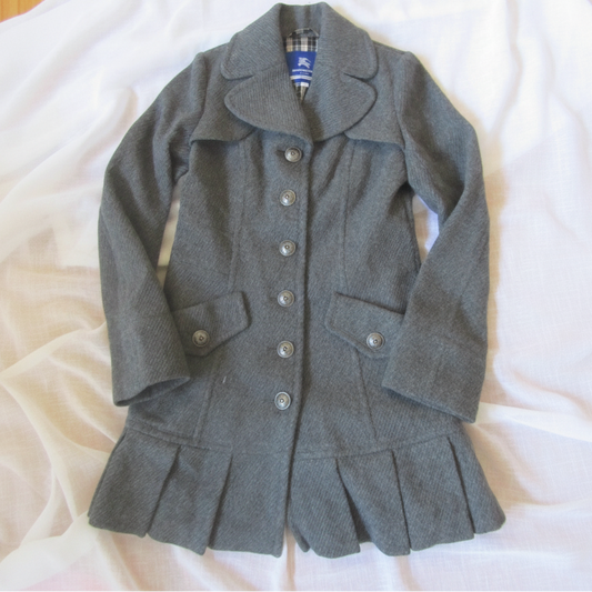 burberry blue label vintage grey cutesy pleated flirty dress coat (36)