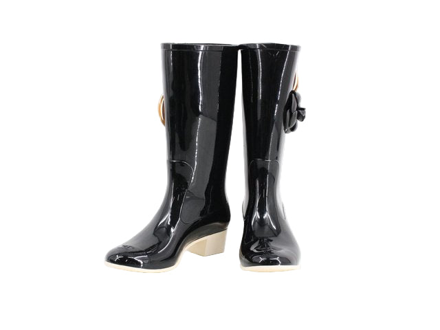 chanel camellia vintage rainboots size 38