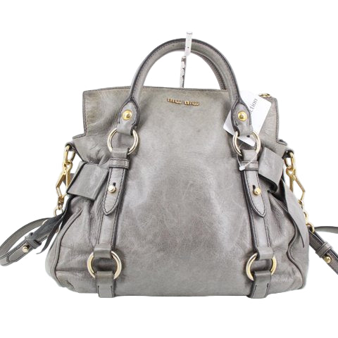 miu miu adorable mini vitello bow bag in grey