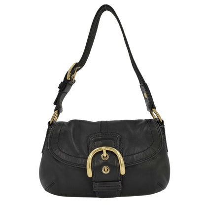 COACH Black Leather x Gold Soho Shoulder Bag