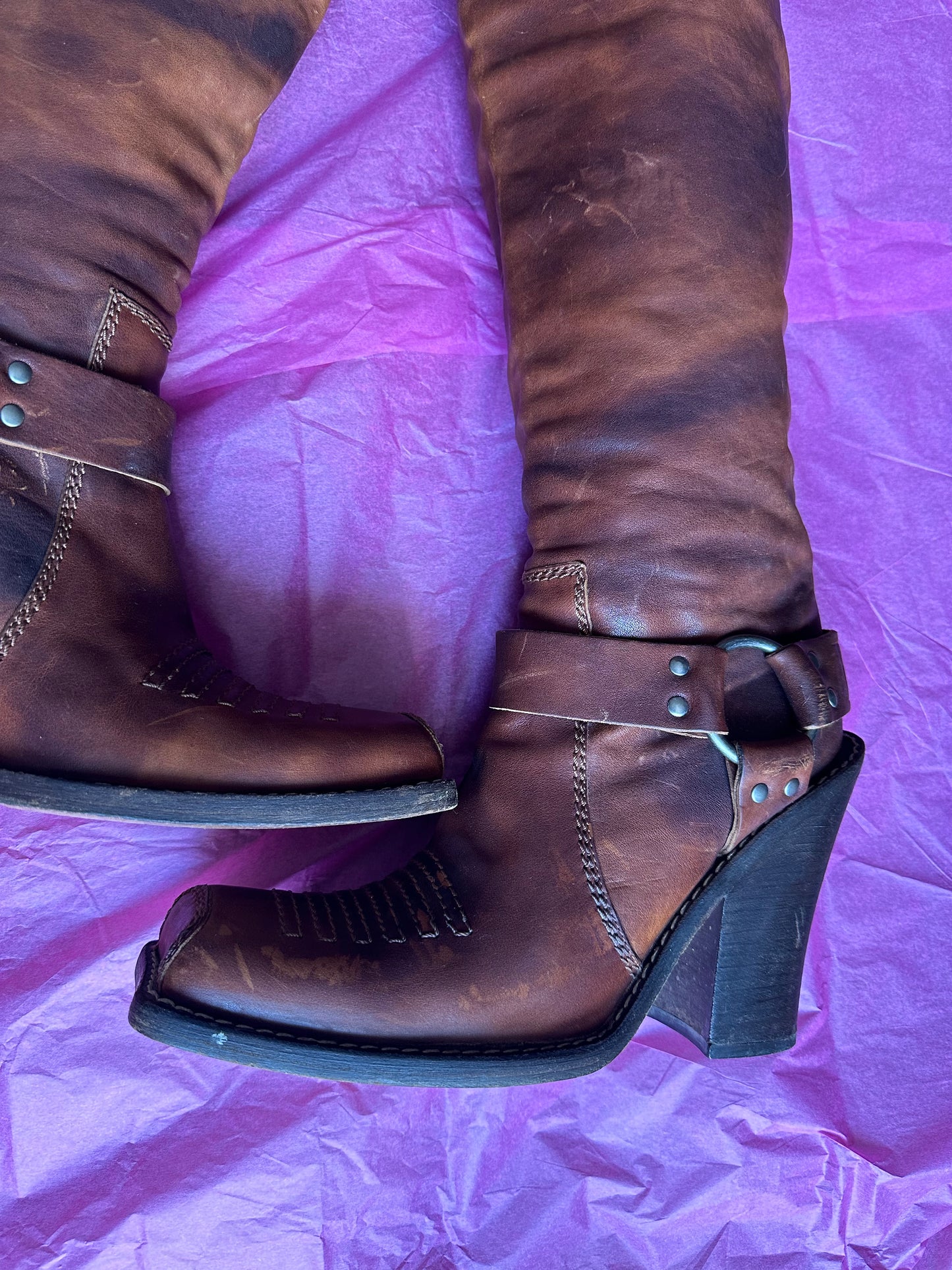 christian dior f/w 2006 galliano thigh high leather boots size 39.5