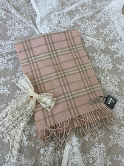 burberry baby pink vintage cashmere blend scarf