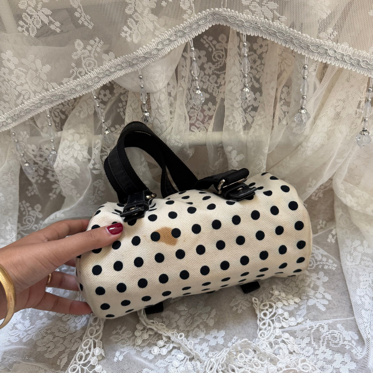 xovintage VINTAGE YVES SAINT LAURENT RIVE GAUCHE POLKADOT MINI BAG - Handbags