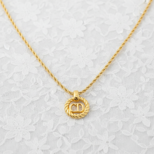 christian dior vintage logo necklace