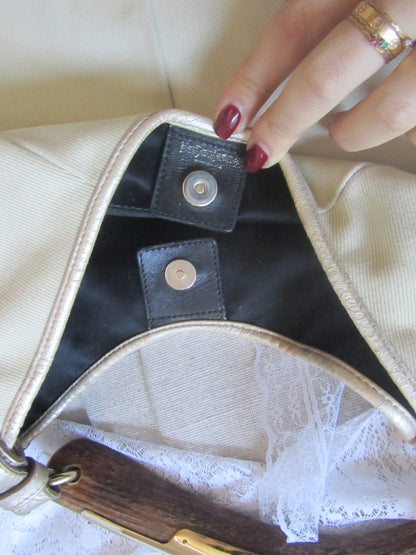 yves saint laurent rive gauche vintage ivory mombasa bag