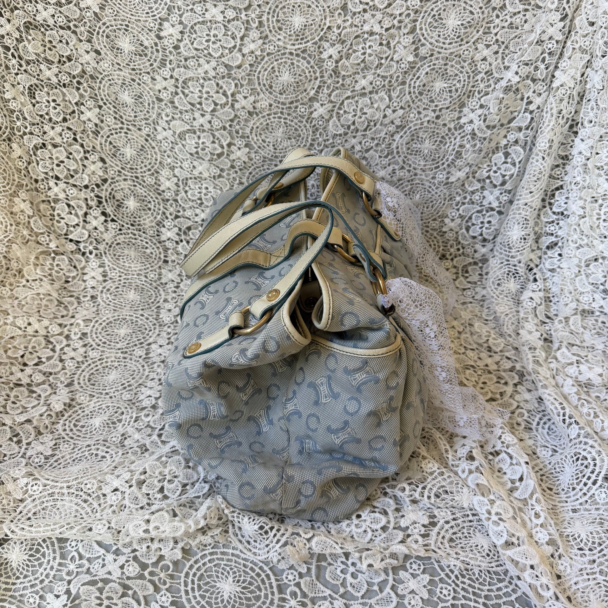 xovintage celine large vintage lily c baby blue bag - Handbags
