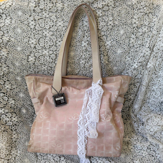 xovintage chanel travel line baby pink large tote bag - Tote Bags