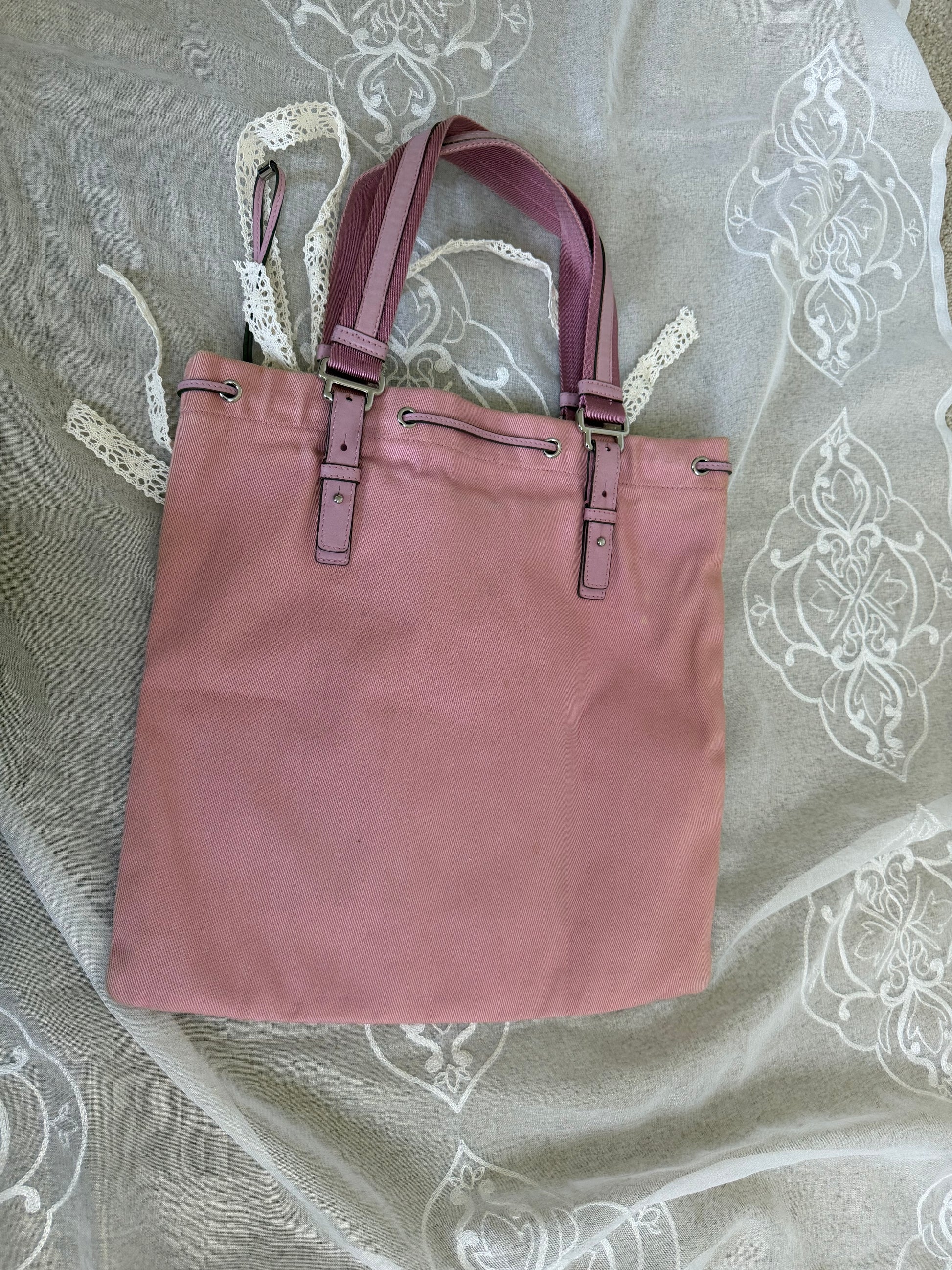 xovintage yves saint laurent rive gauche pink kahala vintage tote bag larg - Handbags