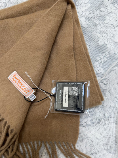 burberry 90s vintage pure cashmere scarf in camel