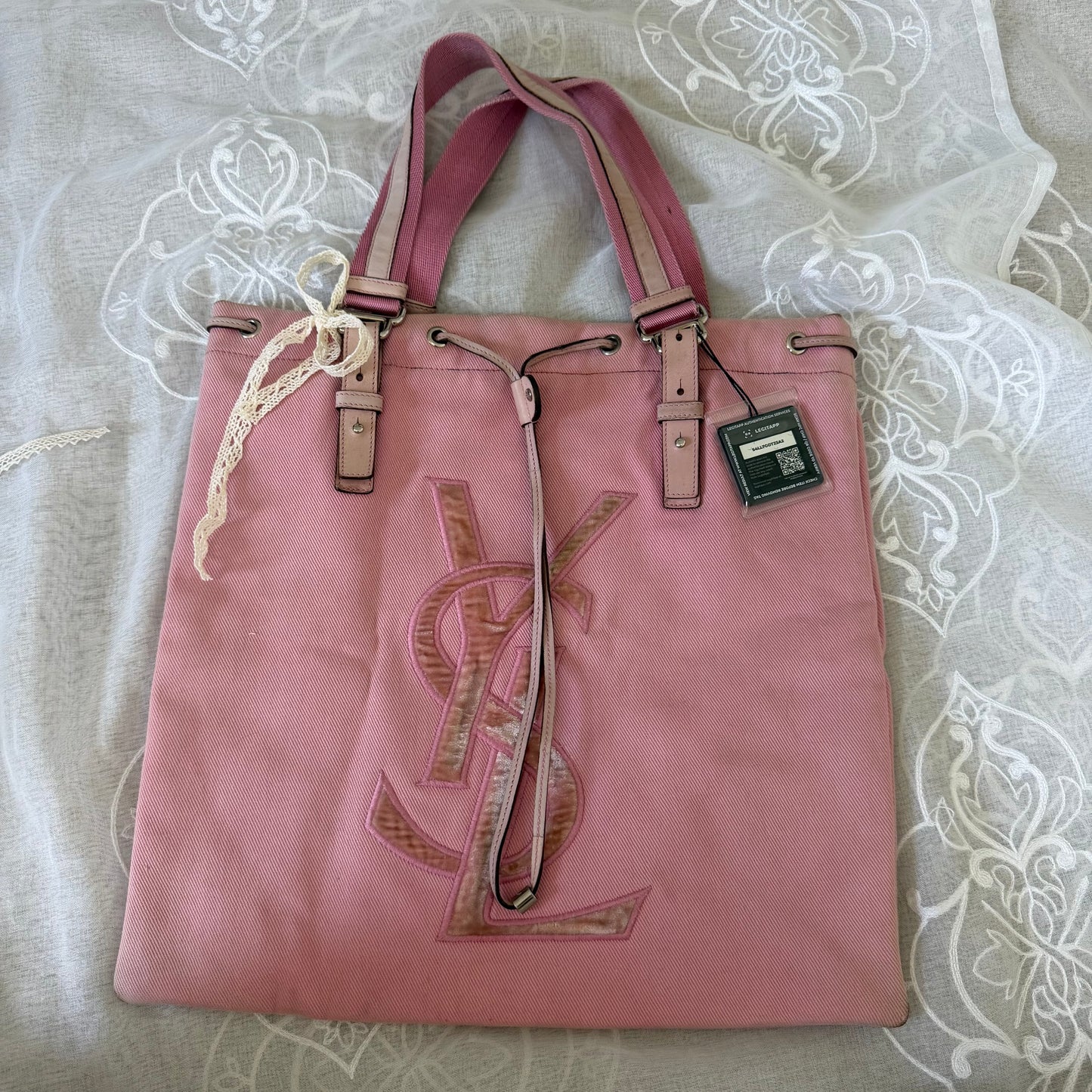 xovintage yves saint laurent rive gauche pink kahala vintage tote bag large - Handbags