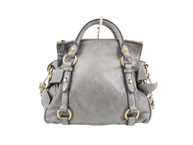 miu miu adorable mini vitello bow bag in grey