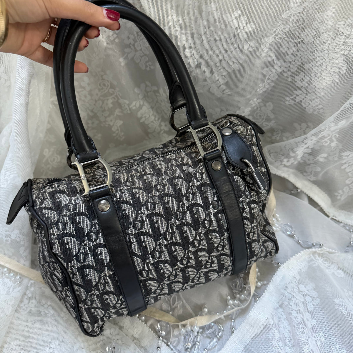 xovintage pre-loved dior padlock detail trotter speedy bag - Handbags