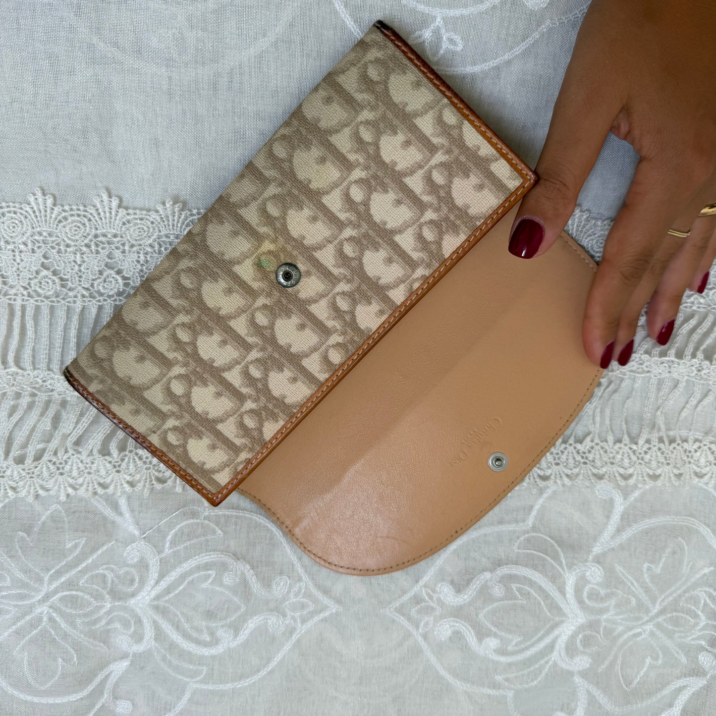 dior romantique heart detail vintage clutch wallet