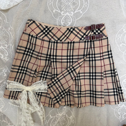 xovintage BURBERRY CLASSIC PLEATED VINTAGE MINI SKIRT, SMALL - Clothing