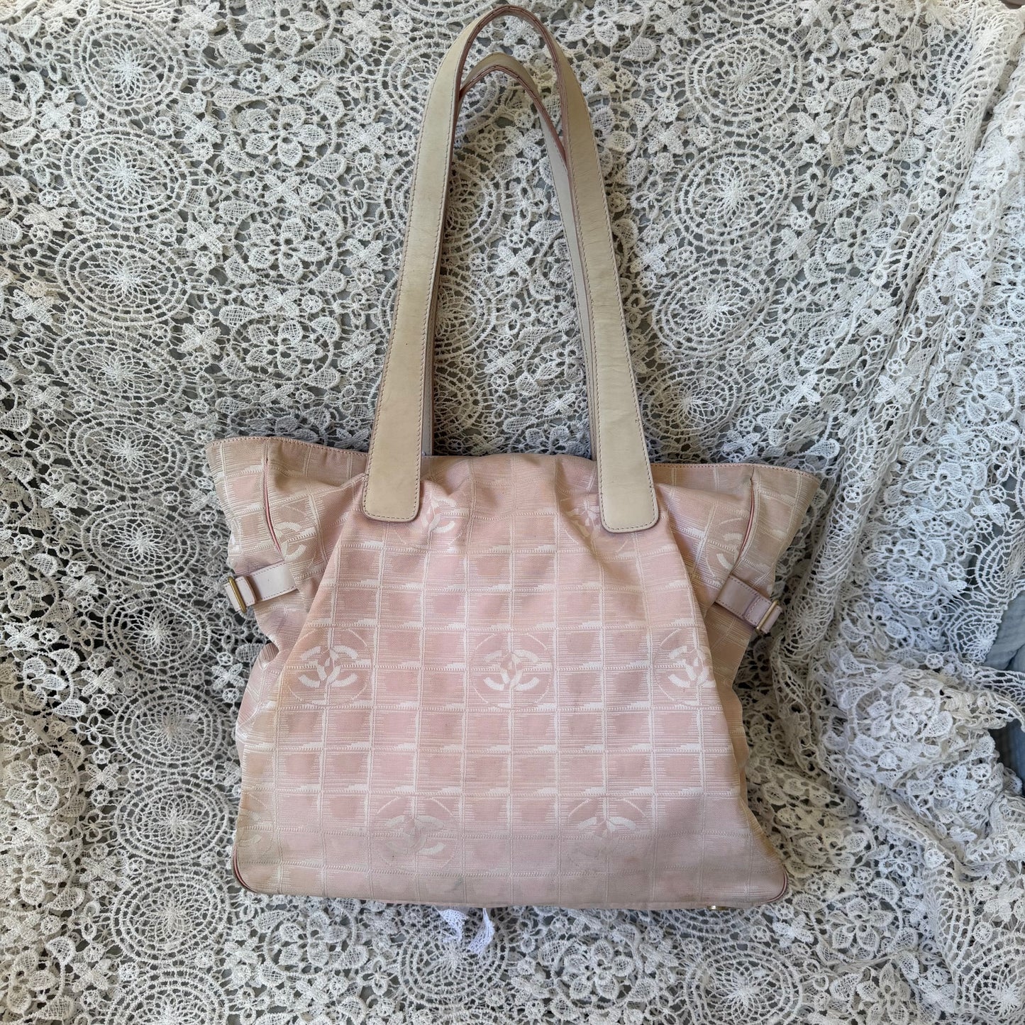 xovintage chanel travel line baby pink large tote bag - Tote Bags