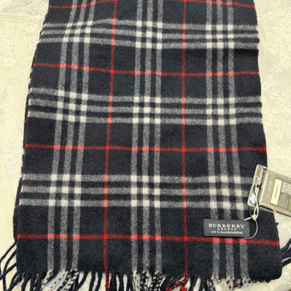 burberry vintage navy blue 100% cashmere scarf