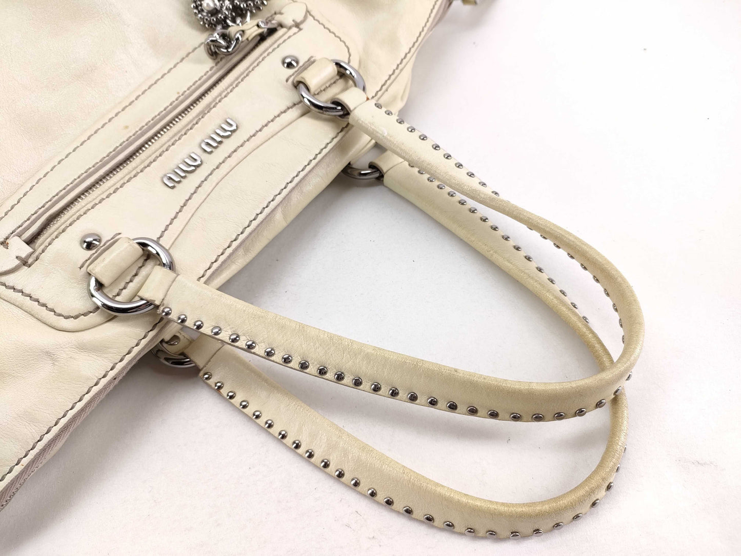 Miu Miu Vintage Heart Charm Ivory Bag