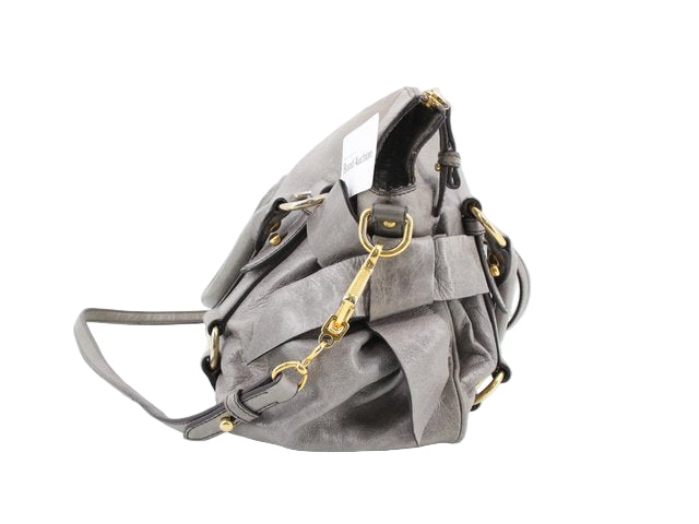 miu miu adorable mini vitello bow bag in grey