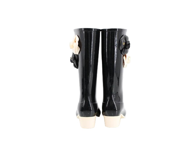 chanel camellia vintage rainboots size 38