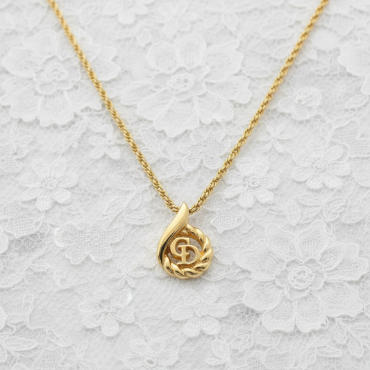 christian dior vintage logo necklace
