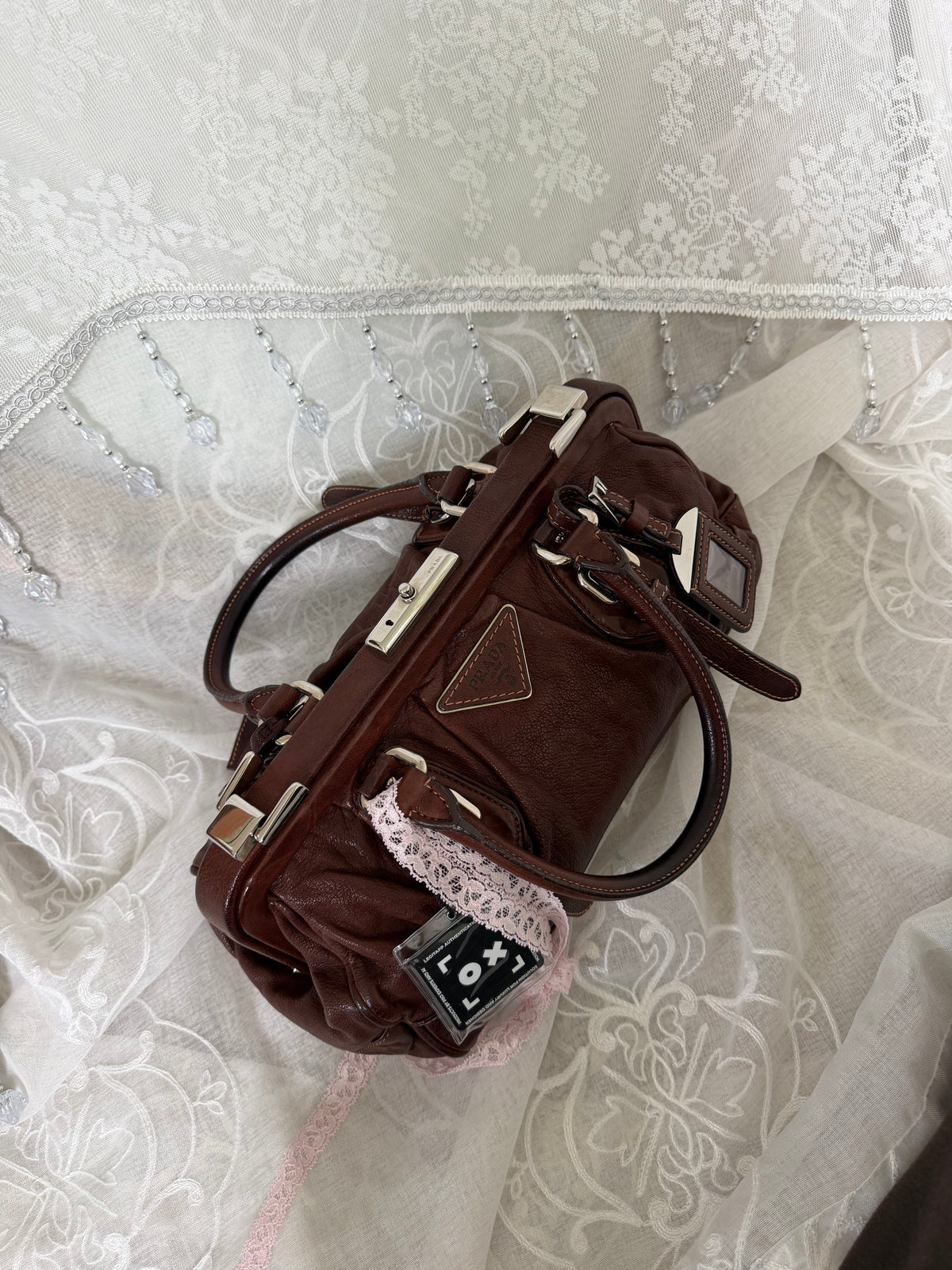 xovintage Prada Chocolate Brown Vintage Leather Frame Satchel - Handbags