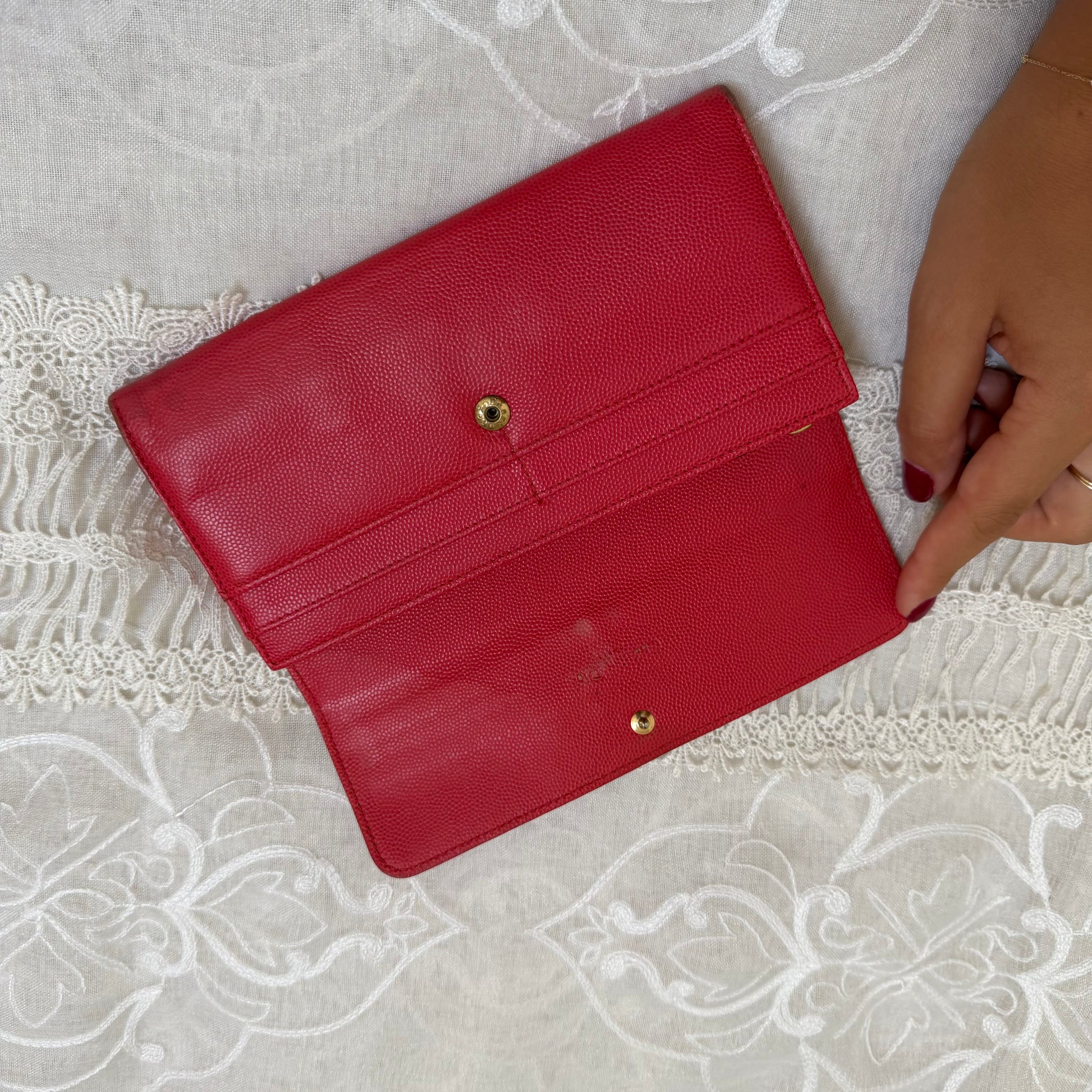 xovintage dior red vintage elegant wallet clutch - Uncategorized