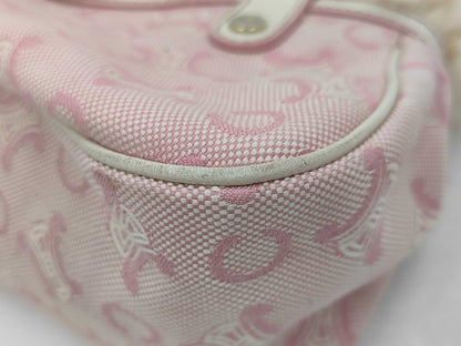 celine rare vintage fur-detailed lily c pompom pink bag + dust bag