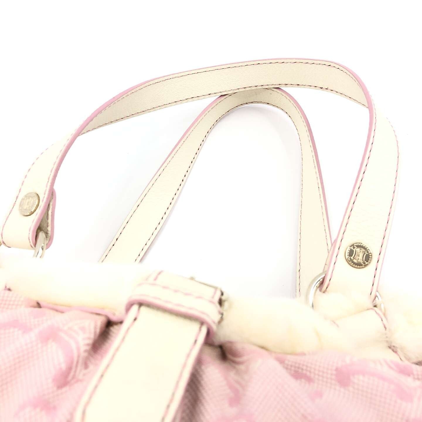xovintage celine rare vintage fur-detailed pompom lily c pink bag - Handbags