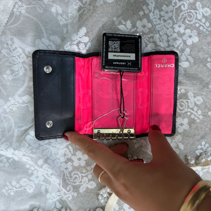 xovintage chanel vintage black cambon key cardholder - Uncategorized