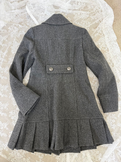 burberry blue label vintage grey cutesy pleated flirty dress coat (36, XS)
