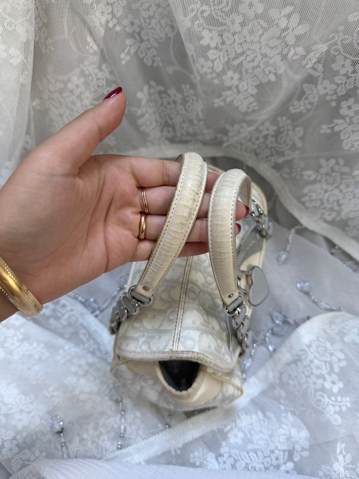 xovintage Pre-loved DIOR small 2000S ROMANTIC HEART-CHARM SHOULDER BAG - Handbags