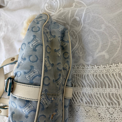 xovintage celine rare vintage fur-detailed lily c pompom blue bag - Handbags