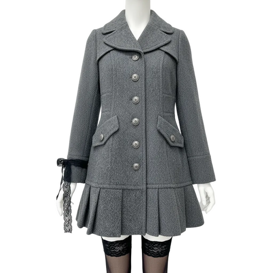 burberry blue label vintage grey cutesy pleated flirty dress coat (36)
